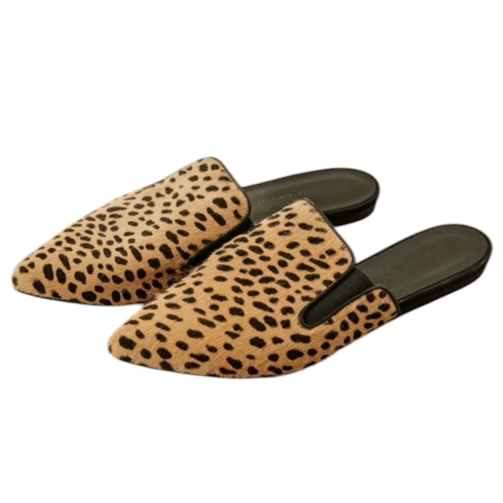 Jenni Kayne Pony Hair Mule Cheetah Print EUR 38 Animal Flats Pointed Toe